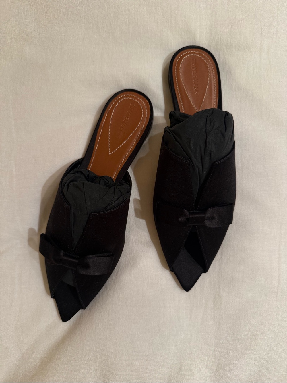 Zimmermann Black Pointed Bow Mules